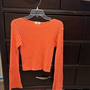 Hippie Rose Vibrant Orange Knit Top